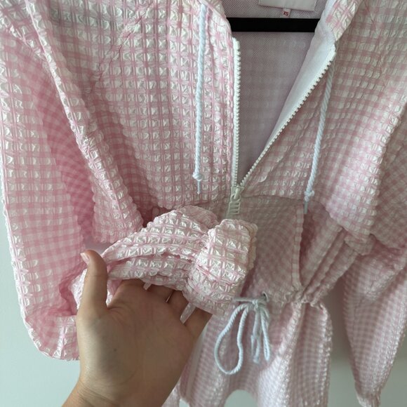 Sold & Striped Pink Gingham Wind Breaker Jacket - Picture 5 of 9